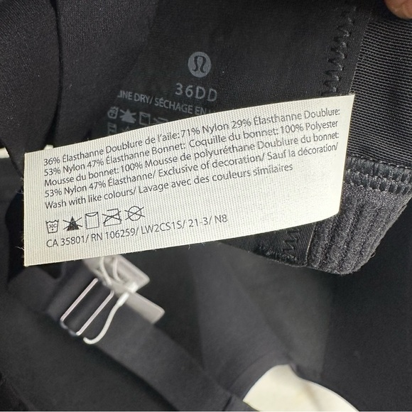 Lululemon Black Sports Bra Air support high support NWT 36DD - Picture 6 of 9